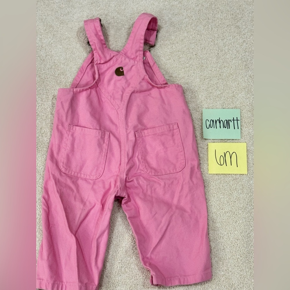NWOT Carhartt Infant Pink Overalls, Size 6M - Picture 2 of 3